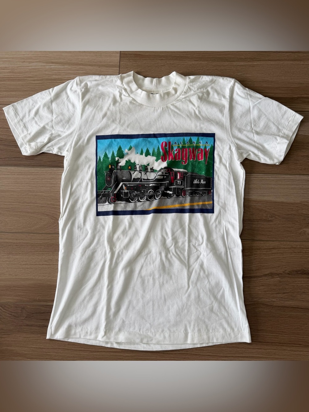 Vintage Alaska Skagway Train White T-Shirt